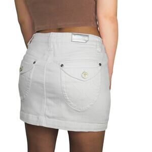 Y2k Vigoss White Mini-Skirt Short Micro Skirt White Denim Jean Skirt 30"